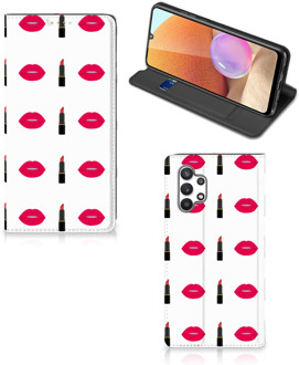 B2Ctelecom Beschermhoes Samsung Galaxy A32 4G Telefoonhoesje Lipstick Kiss