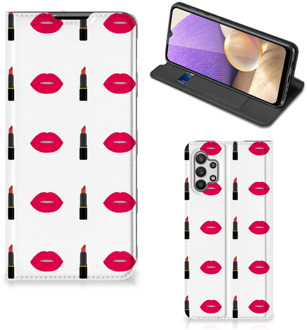 B2Ctelecom Beschermhoes Samsung Galaxy A32 5G Telefoonhoesje Lipstick Kiss