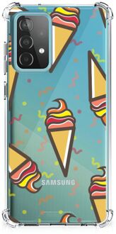 B2Ctelecom Beschermhoes Samsung Galaxy A52 4G/5G Telefoon Hoesje met doorzichtige rand Icecream