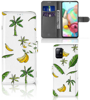 B2Ctelecom Beschermhoes Samsung Galaxy A71 Flip Case Banana Tree