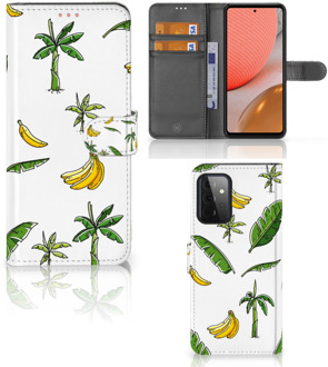 B2Ctelecom Beschermhoes Samsung Galaxy A72 Flip Case Banana Tree