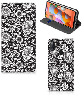 B2Ctelecom Beschermhoes Samsung Galaxy M11 | A11 Smart Cover Zwart Bloemen