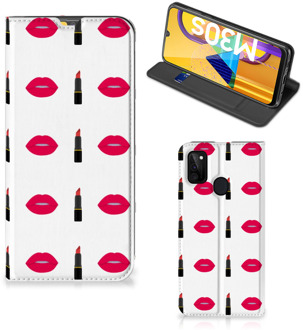 B2Ctelecom Beschermhoes Samsung Galaxy M21 Telefoonhoesje Lipstick Kiss