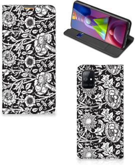 B2Ctelecom Beschermhoes Samsung Galaxy M51 Smart Cover Zwart Bloemen