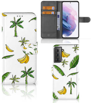 B2Ctelecom Beschermhoes Samsung Galaxy S21 Plus Flip Case Banana Tree