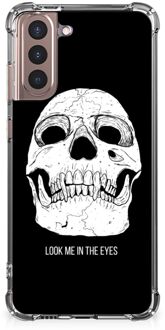 B2Ctelecom Beschermhoes Samsung Galaxy S21 Plus Telefoon Hoesje met doorzichtige rand Skull Eyes