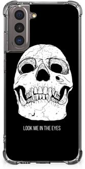 B2Ctelecom Beschermhoes Samsung Galaxy S21 Telefoon Hoesje met doorzichtige rand Skull Eyes