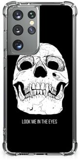 B2Ctelecom Beschermhoes Samsung Galaxy S21 Ultra Telefoon Hoesje met doorzichtige rand Skull Eyes