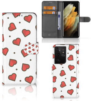 B2Ctelecom Beschermhoes Samsung Galaxy S21 Ultra Telefoonhoesje Cadeau voor Vriendin Hearts