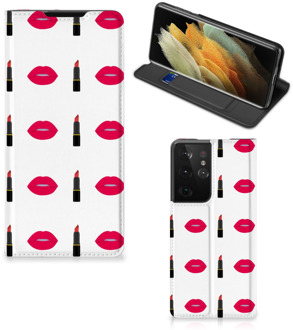 B2Ctelecom Beschermhoes Samsung Galaxy S21 Ultra Telefoonhoesje Lipstick Kiss