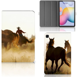 B2Ctelecom Beschermhoes Samsung Galaxy Tab S6 Lite Hoes met Magneetsluiting Super als Gepersonaliseerd Cadeau Cowboy