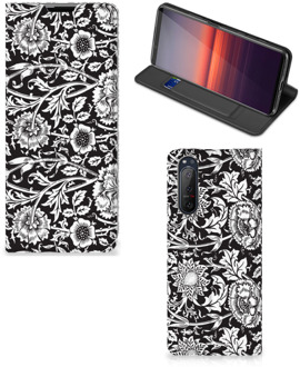 B2Ctelecom Beschermhoes Sony Xperia 5 II Smart Cover Zwart Bloemen