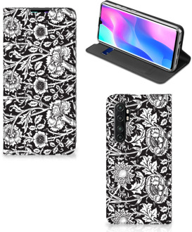 B2Ctelecom Beschermhoes Xiaomi Mi Note 10 Lite Smart Cover Zwart Bloemen