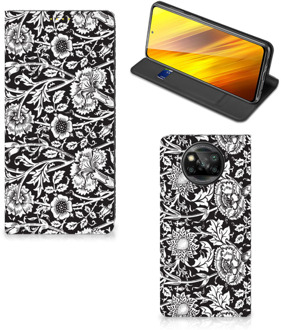 B2Ctelecom Beschermhoes Xiaomi Poco X3 Smart Cover Zwart Bloemen