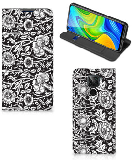 B2Ctelecom Beschermhoes Xiaomi Redmi Note 9 Smart Cover Zwart Bloemen