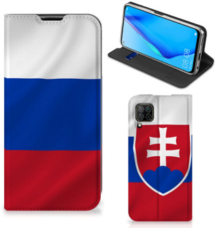 B2Ctelecom Beschermhoesje Huawei P40 Lite Flip Cover Slowaakse Vlag