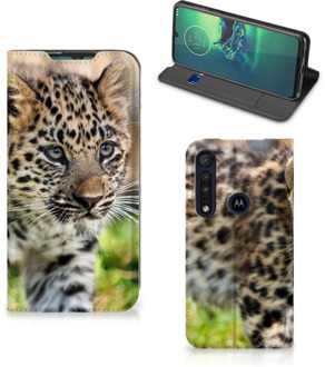 B2Ctelecom Beschermhoesje met foto Motorola G8 Plus Smart Cover Case Baby Luipaard
