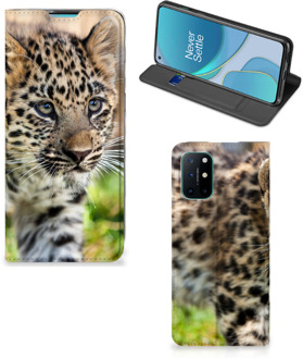 B2Ctelecom Beschermhoesje met foto OnePlus 8T Smart CoverCase Baby Luipaard