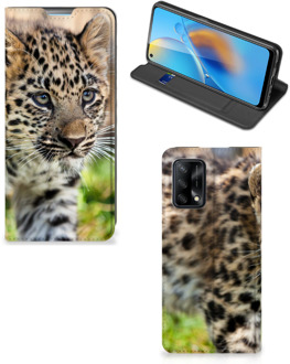 B2Ctelecom Beschermhoesje met foto OPPO A74 4G Smart CoverCase Baby Luipaard