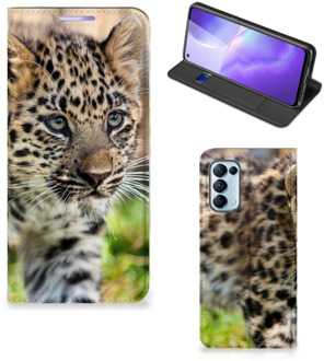 B2Ctelecom Beschermhoesje met foto OPPO Find X3 Lite Smart CoverCase Baby Luipaard