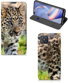 B2Ctelecom Beschermhoesje met foto OPPO Reno4 Z 5G Smart CoverCase Baby Luipaard