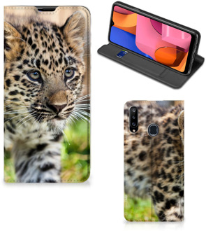 B2Ctelecom Beschermhoesje met foto Samsung Galaxy A20s Smart CoverCase Baby Luipaard