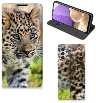 B2Ctelecom Beschermhoesje met foto Samsung Galaxy A32 5G Smart CoverCase Baby Luipaard