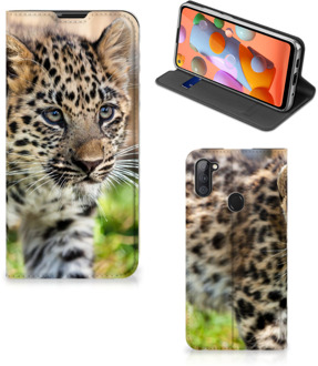 B2Ctelecom Beschermhoesje met foto Samsung Galaxy M11 | A11 Smart CoverCase Baby Luipaard