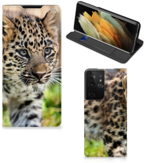 B2Ctelecom Beschermhoesje met foto Samsung Galaxy S21 Ultra Smart CoverCase Baby Luipaard