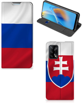 B2Ctelecom Beschermhoesje OPPO A74 4G Flip Cover Slowaakse Vlag