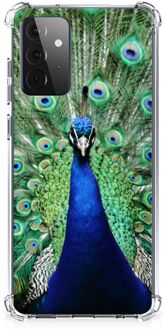 B2Ctelecom Beschermhoesje Samsung Galaxy A72 4G/5G Telefoon Hoesje met doorzichtige rand Pauw