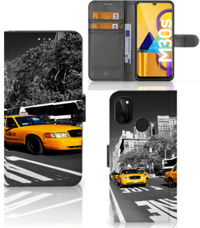 B2Ctelecom Beschermhoesje Samsung Galaxy M21 Telefoon Hoesje New York Taxi