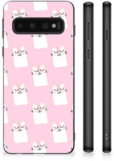 B2Ctelecom Beschermhoesje Samsung Galaxy S10 GSM Hoesje met Zwarte rand Sleeping Cats