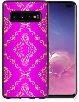 B2Ctelecom Beschermhoesje Samsung Galaxy S10+ GSM Hoesje met Zwarte rand Barok Roze