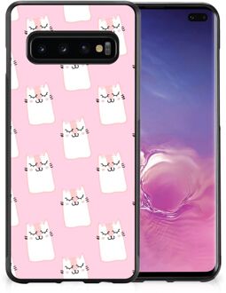 B2Ctelecom Beschermhoesje Samsung Galaxy S10+ GSM Hoesje met Zwarte rand Sleeping Cats