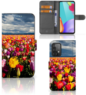 B2Ctelecom Bloemen Telefoonhoesje Samsung Galaxy A52 Wallet Book Case Moederdag Cadeau Tulpen