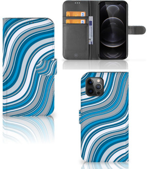 B2Ctelecom Book Case Apple iPhone 12 Pro Max Hoesje Waves Blue