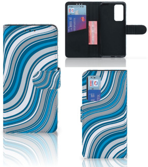 B2Ctelecom Book Case Huawei P40 Hoesje Waves Blue