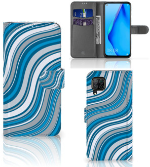 B2Ctelecom Book Case Huawei P40 Lite Hoesje Waves Blue