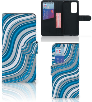 B2Ctelecom Book Case Huawei P40 Pro Hoesje Waves Blue