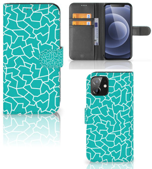 B2Ctelecom Book Case iPhone 12 | 12 Pro (6.1") Hoesje Cracks Blue