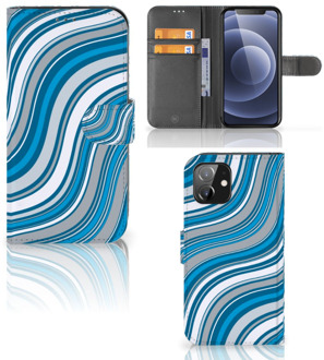 B2Ctelecom Book Case iPhone 12 | 12 Pro (6.1") Hoesje Waves Blue