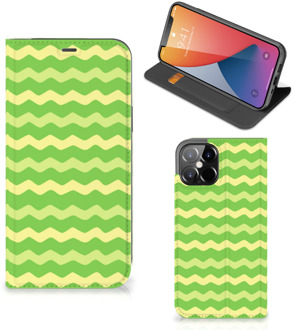 B2Ctelecom Book Case iPhone 12 Pro Max Telefoonhoesje Waves Green