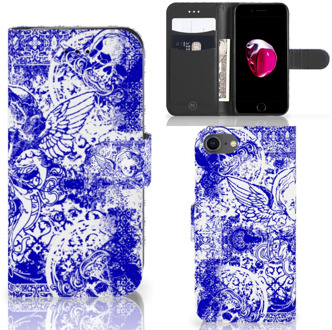 B2Ctelecom Book Case iPhone 7 | 8 Hoesje Angel Skull Blue