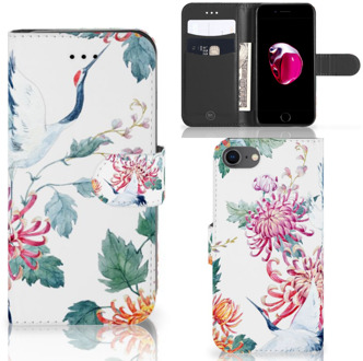 B2Ctelecom Book Case iPhone 7 | 8 Hoesje Bird Flowers