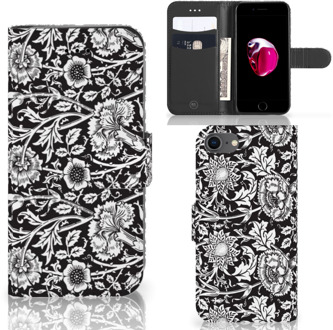 B2Ctelecom Book Case iPhone 7 | 8 Hoesje Black Flowers