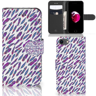 B2Ctelecom Book Case iPhone 7 | 8 Hoesje Design Feathers Color