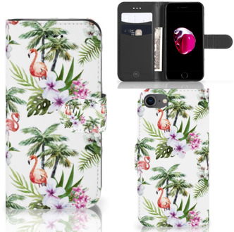 B2Ctelecom Book Case iPhone 7 | 8 Hoesje Design Flamingo Palms