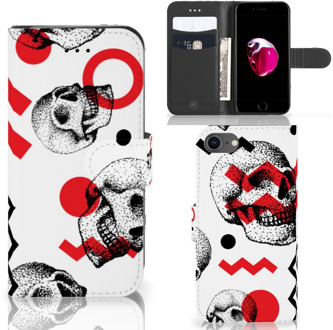 B2Ctelecom Book Case iPhone 7 | 8 Hoesje Design Skull Red