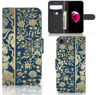 B2Ctelecom Book Case iPhone 7 | 8 Hoesje Golden Flowers